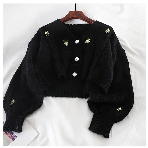 women's knits & tees 2022 preppy style flower knit cardigans embroidery sweater women v neck loose elegaht thicked pull short casual co, White
women's knits & tees 2022 preppy style flower knit cardigans embroidery sweater women v neck loose elegaht thicked pull short casual co, White