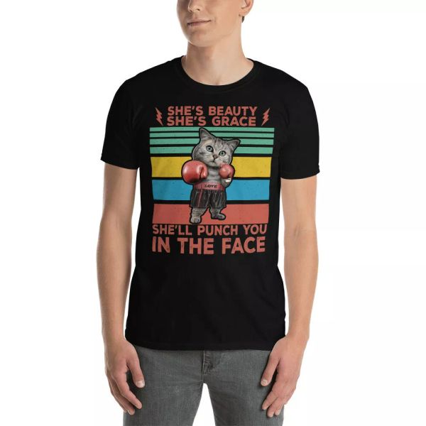 she's beauty she's grace she'll punch you in the face cute boxing cat shirt, White;black
she's beauty she's grace she'll punch you in the face cute boxing cat shirt, White;black