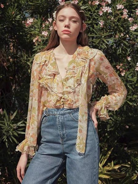 arrival 2021 spring summer women print blouse deep v neck flare sleeve fashion ruffles shirt women's blouses & shirts, White
arrival 2021 spring summer women print blouse deep v neck flare sleeve fashion ruffles shirt women's blouses & shirts, White