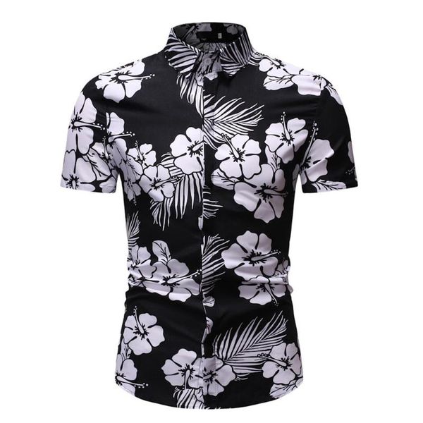 men's comfy printed turn-down collar slim fit short sleeve hawaii shirts male blouse summer casual, White;black
men's comfy printed turn-down collar slim fit short sleeve hawaii shirts male blouse summer casual, White;black
