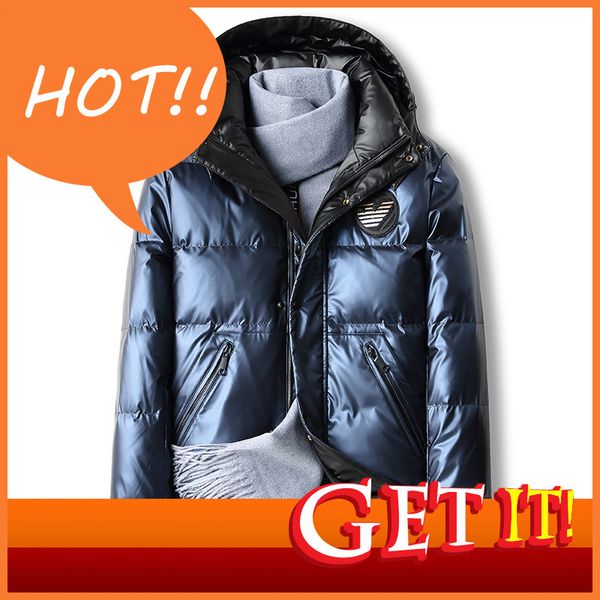 winter white duck down hooded jacket men's thickened short fashion cold proof, Black
winter white duck down hooded jacket men's thickened short fashion cold proof, Black