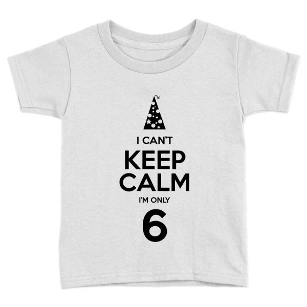 keep calm i'm only 6 kids t-shirt 6th birthday years old cute present top, White;black
keep calm i'm only 6 kids t-shirt 6th birthday years old cute present top, White;black