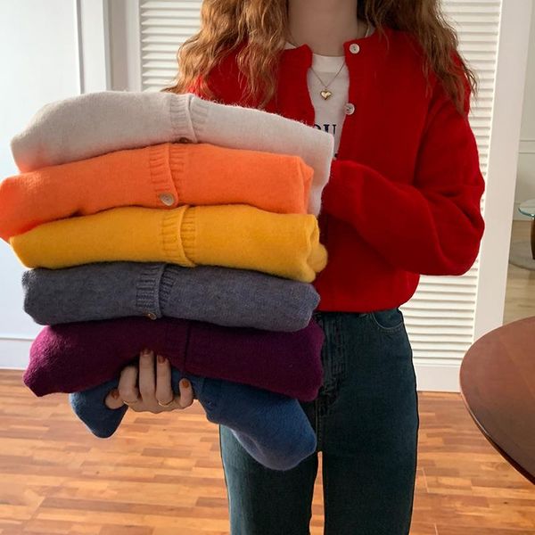 women's knits & tees autumn women soft waxy sweater streetwear cashmere cardigan pull baggy long sleeve crop female o neck feminina sue, White
women's knits & tees autumn women soft waxy sweater streetwear cashmere cardigan pull baggy long sleeve crop female o neck feminina sue, White