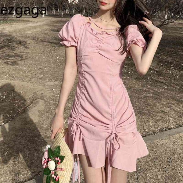 ezgaga korean fashion short puff sleeve mini dress women summer new square collar drawstring solid bodycon dresses vestidos 210430, Black;gray
ezgaga korean fashion short puff sleeve mini dress women summer new square collar drawstring solid bodycon dresses vestidos 210430, Black;gray