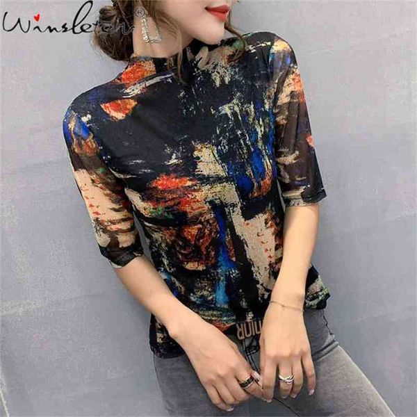 summer european style t-shirt mock neck mesh print graffiti women half sleeve casual bottoming shirt tees t13108a 210421, White
summer european style t-shirt mock neck mesh print graffiti women half sleeve casual bottoming shirt tees t13108a 210421, White