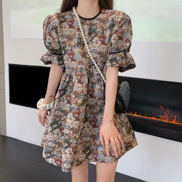 casual dresses cute cartton bear printed dress womens fashion short sleeves puff vintage round collar high waist sweet mini, Black;gray
casual dresses cute cartton bear printed dress womens fashion short sleeves puff vintage round collar high waist sweet mini, Black;gray