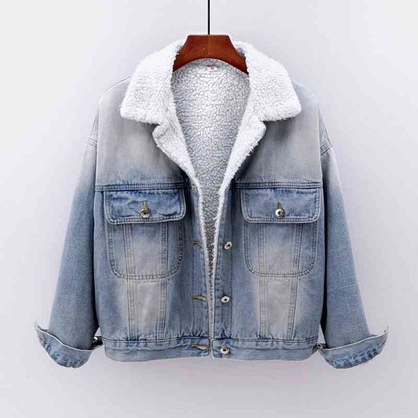 jacket thick lamb fur liner jeans coat women winter warm loose short denim jacket female 2 color vintage outwear chaquetas mujer, Black;brown
jacket thick lamb fur liner jeans coat women winter warm loose short denim jacket female 2 color vintage outwear chaquetas mujer, Black;brown