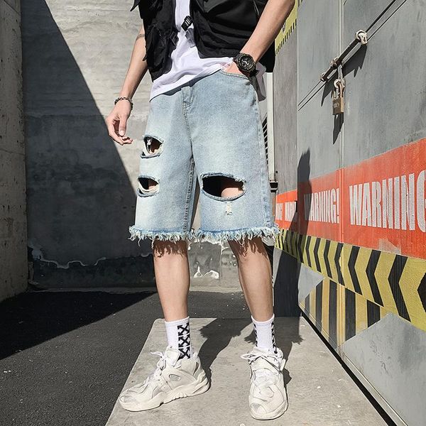 men's jeans summer hole denim shorts fashion hip hop pants casual five straight, Blue
men's jeans summer hole denim shorts fashion hip hop pants casual five straight, Blue
