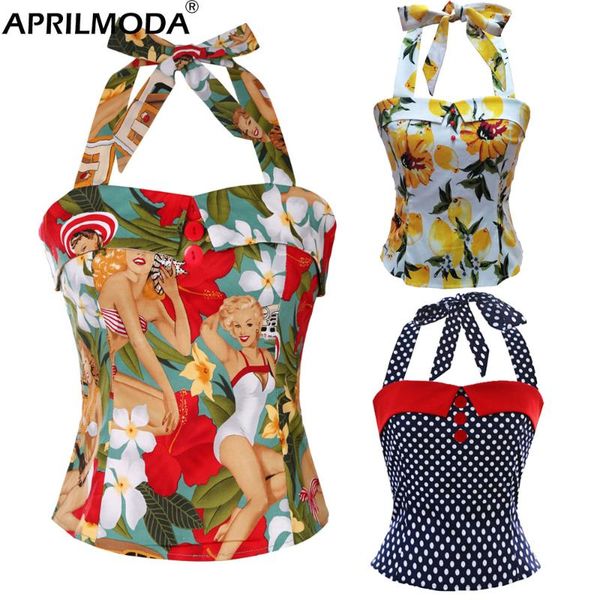 retro vintage crop summer clothes for women 50s 60s pin up shirts button halter blouses blusa feminina women's &, White
retro vintage crop summer clothes for women 50s 60s pin up shirts button halter blouses blusa feminina women's &, White