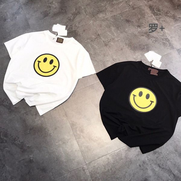t shirt 21s spring and summer luojia round neck pullover casual loose smiling face printed short sleeve men's women's fashion, White
t shirt 21s spring and summer luojia round neck pullover casual loose smiling face printed short sleeve men's women's fashion, White