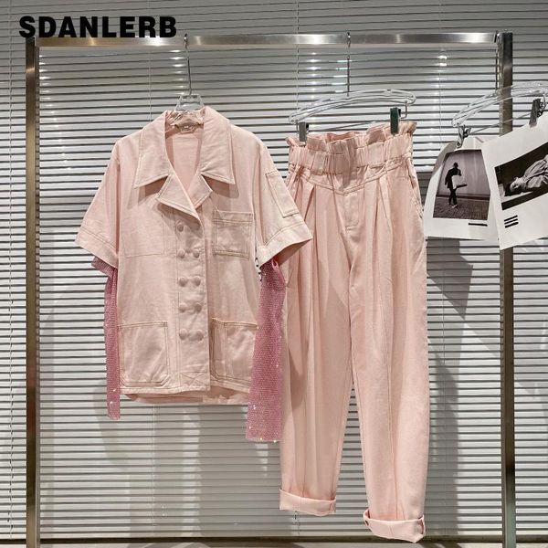 women's two piece pants women denim outfits 2021 spring rhinestone hollow out jacket stitching sleeve coat high waist loose 2-piece set, White
women's two piece pants women denim outfits 2021 spring rhinestone hollow out jacket stitching sleeve coat high waist loose 2-piece set, White