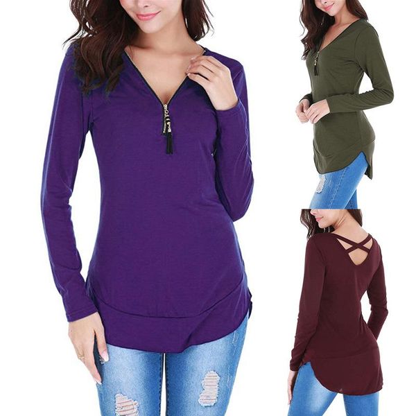 women's t-shirt long sleeve women t shirts solid v-neck slim casual ladies spring autumn 2021 fashion zip big size shirt, White
women's t-shirt long sleeve women t shirts solid v-neck slim casual ladies spring autumn 2021 fashion zip big size shirt, White