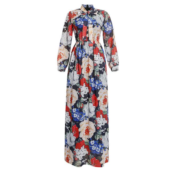 elegant women flower printed dress long sleeve crew neck maxi floor length female party evening dresses with belt e40, Black;gray
elegant women flower printed dress long sleeve crew neck maxi floor length female party evening dresses with belt e40, Black;gray
