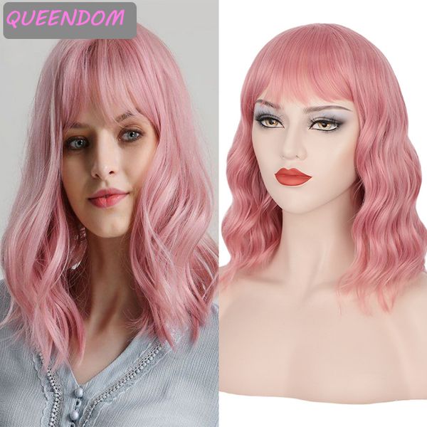 pink short water wave bob wig blonde natural wave synthetic bob wigs with bangs heat resistant fiber shoulder length cosplay wig, Black
pink short water wave bob wig blonde natural wave synthetic bob wigs with bangs heat resistant fiber shoulder length cosplay wig, Black