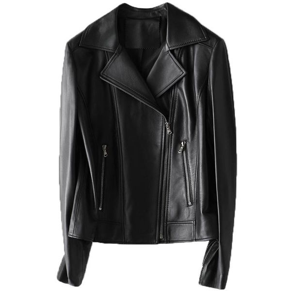 women's leather & faux 2021 spring jacket women haining sheep high-end fashion motorcycle, Black
women's leather & faux 2021 spring jacket women haining sheep high-end fashion motorcycle, Black
