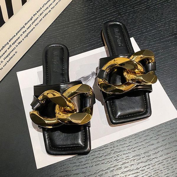 slippers 2021 brand design women ladies square toe flat outdoor slides big gold chain female shoes open beach lady, Black
slippers 2021 brand design women ladies square toe flat outdoor slides big gold chain female shoes open beach lady, Black