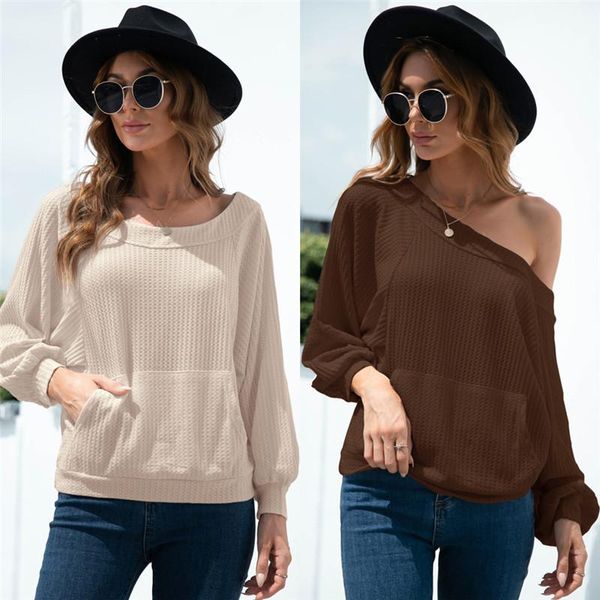 women's t-shirt fashion women spring autumn solid color t-shirts patchwork design pocket decor skew collar long sleeve casual loose top, White
women's t-shirt fashion women spring autumn solid color t-shirts patchwork design pocket decor skew collar long sleeve casual loose top, White