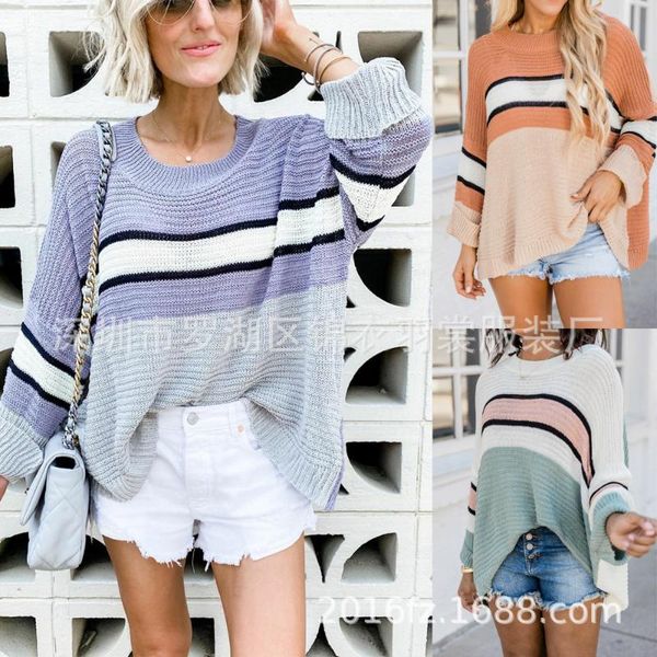 women's sweaters wepbel fashion casual loose autumn winter striped pullover sweater women, White;black
women's sweaters wepbel fashion casual loose autumn winter striped pullover sweater women, White;black