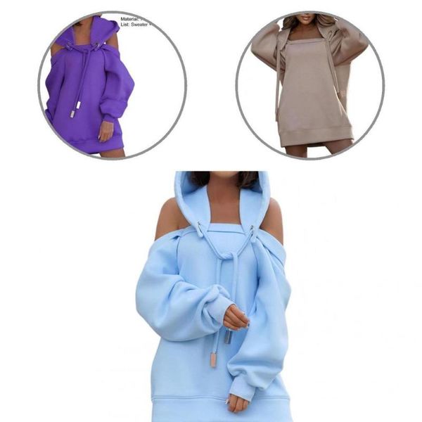women's hoodies & sweatshirts sweatshirt off shoulder removable hooded pullover shrinkable cuffs soft texture casual hoodie, Black
women's hoodies & sweatshirts sweatshirt off shoulder removable hooded pullover shrinkable cuffs soft texture casual hoodie, Black