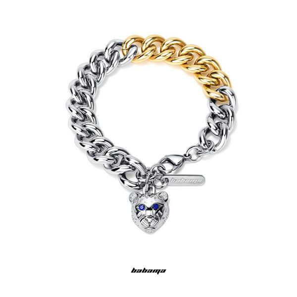 link, chain babama guard wild snow leopard bracelet men's fashion european and american couple personality women's niche design, Black
link, chain babama guard wild snow leopard bracelet men's fashion european and american couple personality women's niche design, Black