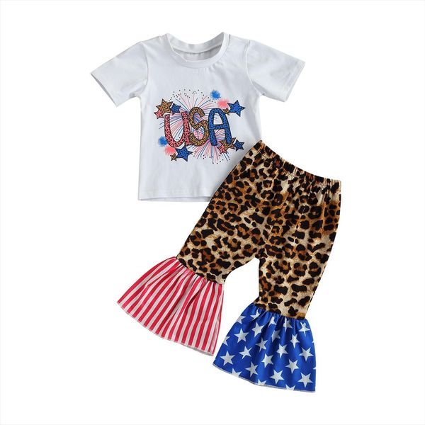 independence day summer baby girls clothes sets letter printed short sleeve t shirts leopard flare pants 0 3y, White
independence day summer baby girls clothes sets letter printed short sleeve t shirts leopard flare pants 0 3y, White