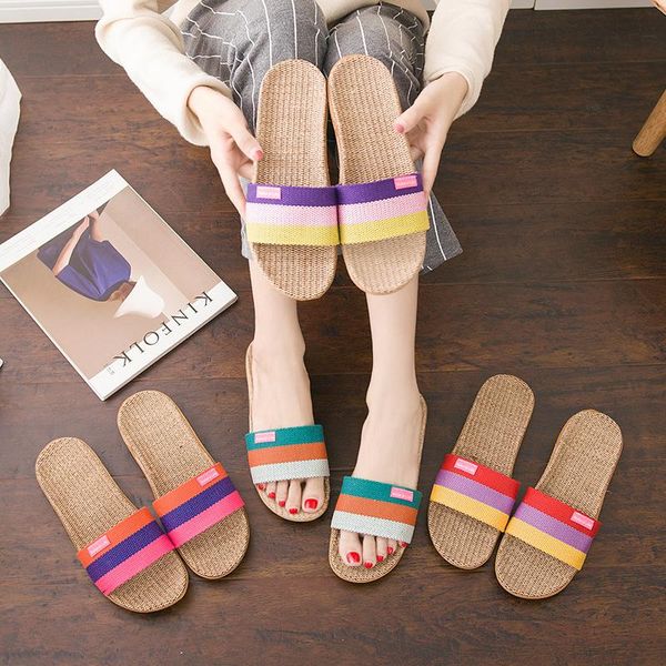 women men flax slippers casual linen slides multi-style non-slip eva home indoor shoes female sandals, Black
women men flax slippers casual linen slides multi-style non-slip eva home indoor shoes female sandals, Black