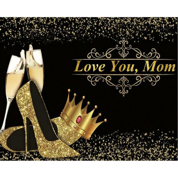 party decoration love you mom golden high heels crown backdrop mother's day decor background po booth studio props
party decoration love you mom golden high heels crown backdrop mother's day decor background po booth studio props
