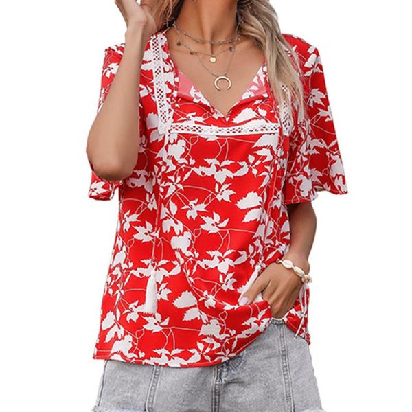 women's t-shirt fashion t shirt 2021 women loose casual printed short sleeve t-shirts ladies stitching lace v-neck vetement femme, White
women's t-shirt fashion t shirt 2021 women loose casual printed short sleeve t-shirts ladies stitching lace v-neck vetement femme, White