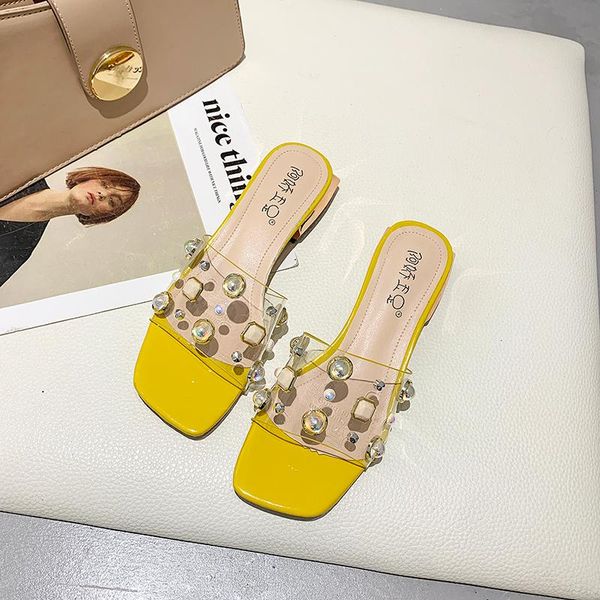 slippers 2021 women pvc rhinestone luxury ladies dress square heel sandals yellow outside casual slides shoes woman, Black
slippers 2021 women pvc rhinestone luxury ladies dress square heel sandals yellow outside casual slides shoes woman, Black