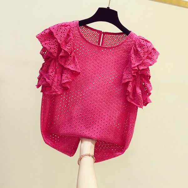 blouses hollow out blouse for women summer korean style elegant flying sleeve round neck lace shirt women's blusas femme, White
blouses hollow out blouse for women summer korean style elegant flying sleeve round neck lace shirt women's blusas femme, White