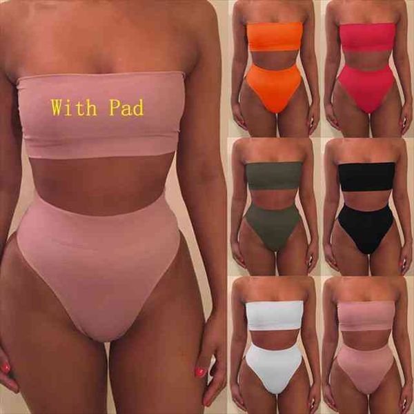 high waist swimsuit bikini women brazilian pad swimwear push up bandeau plus size bottom bikini set bathing suits, White;black
high waist swimsuit bikini women brazilian pad swimwear push up bandeau plus size bottom bikini set bathing suits, White;black