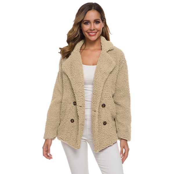 casual teddy coat women autumn winter lapel double breasted plus size warm faux fur jacket female loose pocket plush outwear 210507, Black;brown
casual teddy coat women autumn winter lapel double breasted plus size warm faux fur jacket female loose pocket plush outwear 210507, Black;brown
