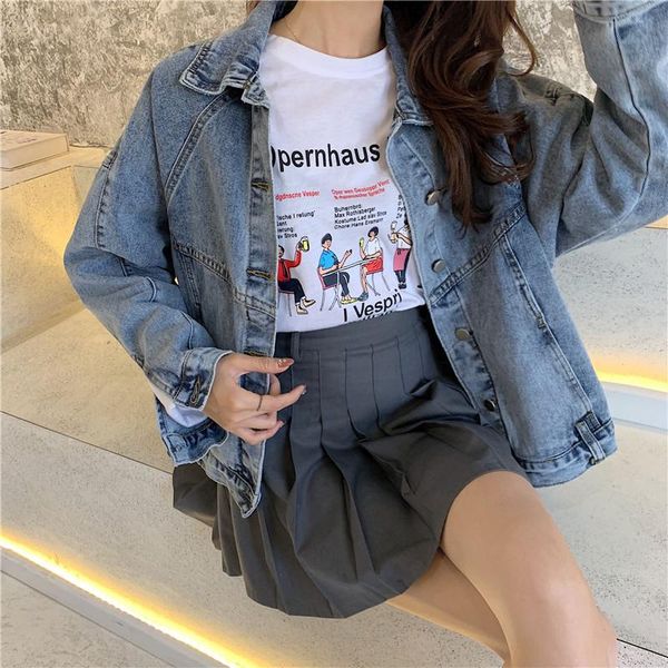 women's jackets spring autumn winter oversized denim outerwear loose high street fashionable korean style jeans, Black;brown
women's jackets spring autumn winter oversized denim outerwear loose high street fashionable korean style jeans, Black;brown