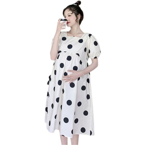 maternity dresses plsu size pregnant woman short-sleeved summer polka dot loose dress fashion puff sleeve square collar a-line, White
maternity dresses plsu size pregnant woman short-sleeved summer polka dot loose dress fashion puff sleeve square collar a-line, White