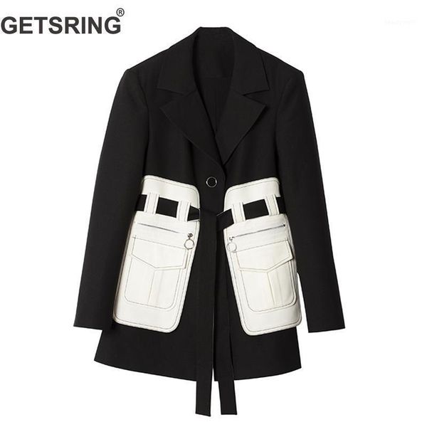 getsringwomen blazer single breasted long sleeve ladies coat patchwork color matching women's slim suit jacket spring suits & blazers, White;black
getsringwomen blazer single breasted long sleeve ladies coat patchwork color matching women's slim suit jacket spring suits & blazers, White;black