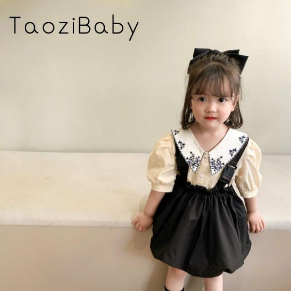 girls' embroidered collar shirt style children's simple fashion floral short sleeve in spring and summer 2021 shirts, White;black
girls' embroidered collar shirt style children's simple fashion floral short sleeve in spring and summer 2021 shirts, White;black