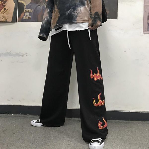 women's pants & capris womens men straight loose elastic waist trousers flame print grunge fashion high street streetwear black, Black;white
women's pants & capris womens men straight loose elastic waist trousers flame print grunge fashion high street streetwear black, Black;white