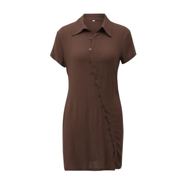 casual dresses women close-fitting slit dress, solid color short sleeve button turn-down collar dress summer, Black;gray
casual dresses women close-fitting slit dress, solid color short sleeve button turn-down collar dress summer, Black;gray