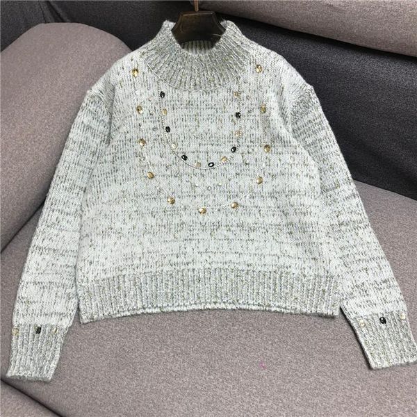 women's sweaters diamond beaded round neck sweater pullover retro loose outer wear autumn winter knitted 2021 knitwear woman top, White;black
women's sweaters diamond beaded round neck sweater pullover retro loose outer wear autumn winter knitted 2021 knitwear woman top, White;black