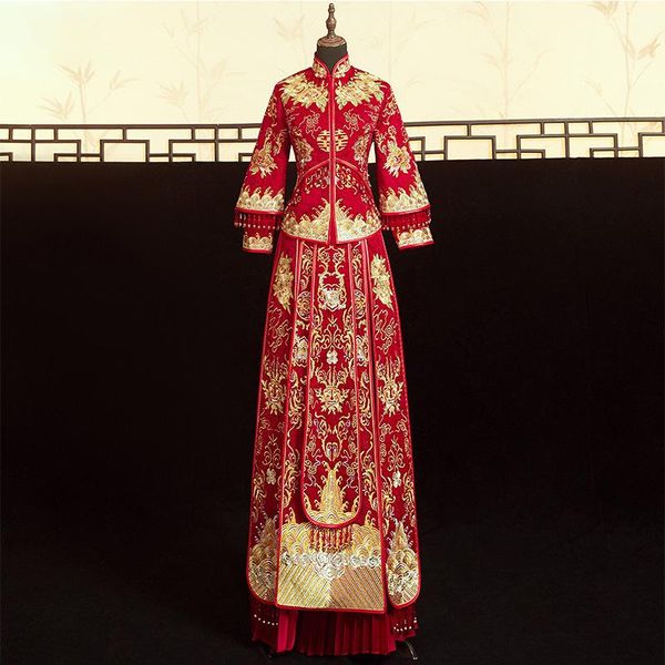 embroidery bride wedding dress retro qipao chinese long sleeve cheongsam the toast clothing size xs-2xl ethnic, Red
embroidery bride wedding dress retro qipao chinese long sleeve cheongsam the toast clothing size xs-2xl ethnic, Red