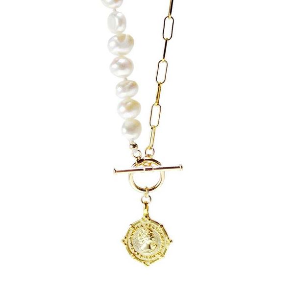 lii ji baroque pearl 925 sterling silver gold plated necklace queen coin pendant ot clasp luxurious jewelry
lii ji baroque pearl 925 sterling silver gold plated necklace queen coin pendant ot clasp luxurious jewelry