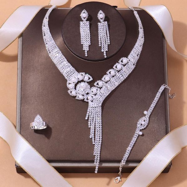 earrings & necklace stonefans luxury wedding rhinestone bride jewelry set for women dubai pearl crystal bracelet rings, Silver
earrings & necklace stonefans luxury wedding rhinestone bride jewelry set for women dubai pearl crystal bracelet rings, Silver