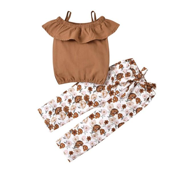 1-4years kid baby girl's clothing set sleeveless ruffle sling and flower print pants two-piece suit, White
1-4years kid baby girl's clothing set sleeveless ruffle sling and flower print pants two-piece suit, White
