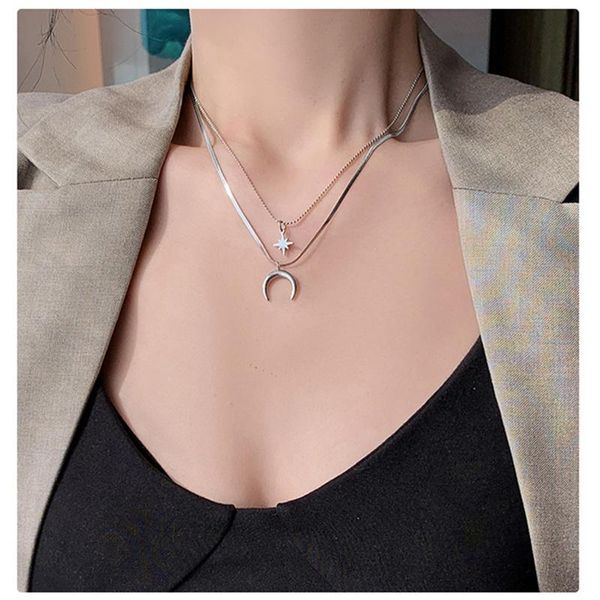pendant necklaces cowbread double-layer necklace for women eight-pointed star choker chain simple clavicle women's neck jewelry, Silver
pendant necklaces cowbread double-layer necklace for women eight-pointed star choker chain simple clavicle women's neck jewelry, Silver