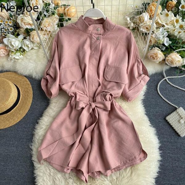 summer loose thin leisure fashion womens romper stand collar short sleeve solid color casual overalls playsuit 1d884, Black;white
summer loose thin leisure fashion womens romper stand collar short sleeve solid color casual overalls playsuit 1d884, Black;white