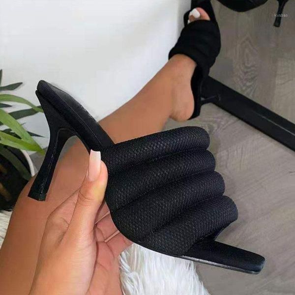 women party stiletto thin high heels slippers dress shoes 2021 elegant fashion breathable mesh square toe ladies sandals1, Black
women party stiletto thin high heels slippers dress shoes 2021 elegant fashion breathable mesh square toe ladies sandals1, Black