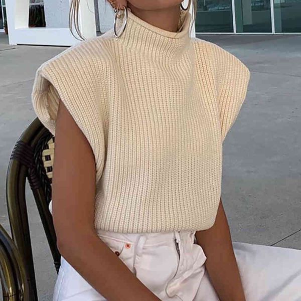 evfer autumn fashion ladies za shoulder pad yellow knitted pullover sweaters women casual sleeveless turtleneck knitwear, White;black
evfer autumn fashion ladies za shoulder pad yellow knitted pullover sweaters women casual sleeveless turtleneck knitwear, White;black