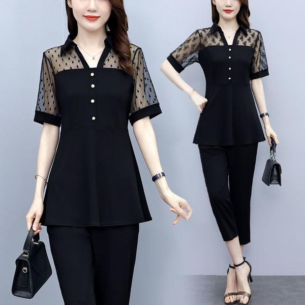 women's two piece pants women 2021 summer fashion two-piece suits female short sleeve loose patchwork ladies high waist straight sets, White
women's two piece pants women 2021 summer fashion two-piece suits female short sleeve loose patchwork ladies high waist straight sets, White