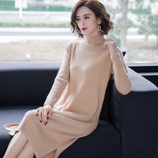 casual dresses women solid sweater dress turtleneck knitted 2021 autumn winter pullover, Black;gray
casual dresses women solid sweater dress turtleneck knitted 2021 autumn winter pullover, Black;gray