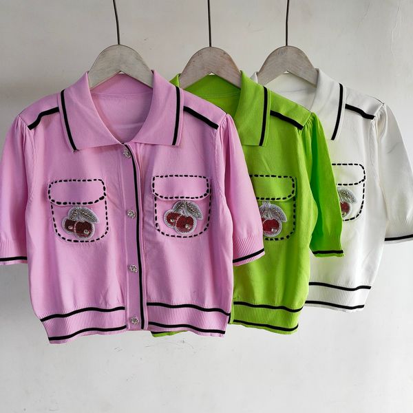 2021 summer brand same style sweaters lapel neck white pink green long sleeve women clothes sc, White;black
2021 summer brand same style sweaters lapel neck white pink green long sleeve women clothes sc, White;black